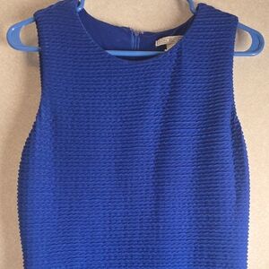 Dana Buchman Textured Cobalt Blue Sleeveless Sheath Dress